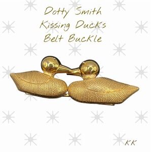 Dotty Smith Gold Tone Kissing Ducks Vintage Belt Buckle